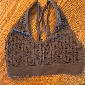 VS SPORT Brown Strappy Sports Bra with Geometric Detailing